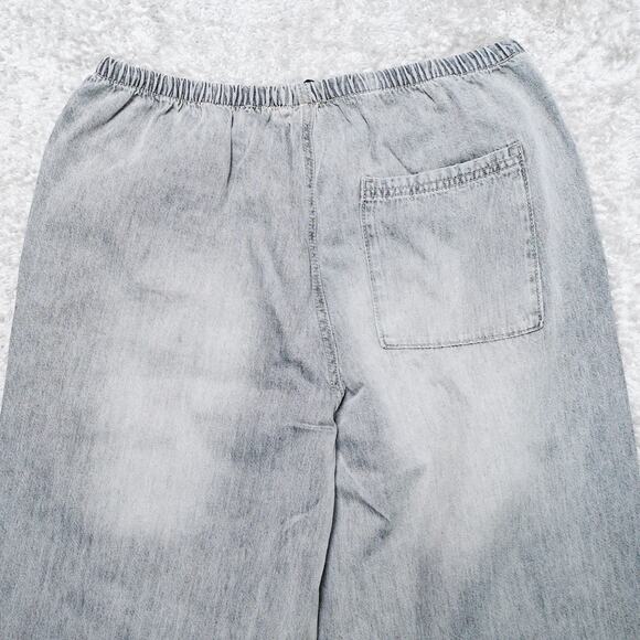 H&M Gray Wash Wide Leg Pull On Denim Jeans Pants Ankle Length Womens Size M - Picture 11 of 15